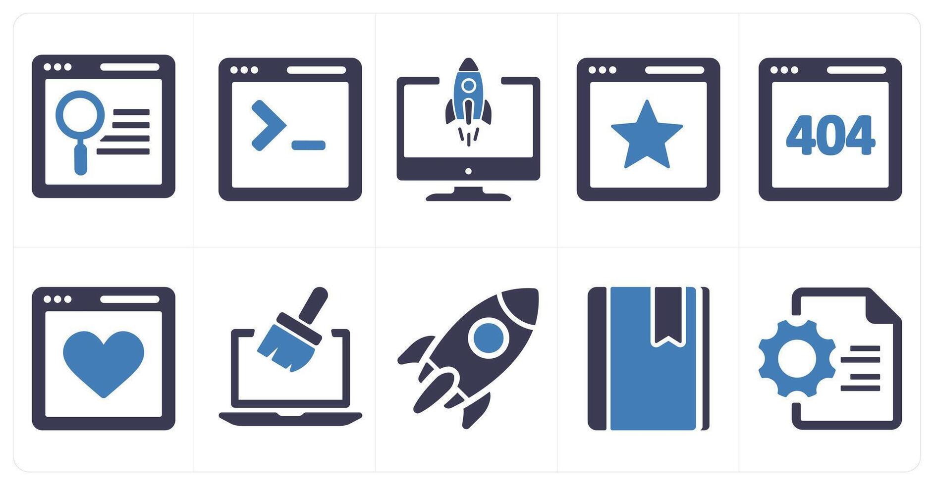 un conjunto de 10 web márketing íconos como buscar Página web, sitio web codificación, sitio web lanzamiento vector