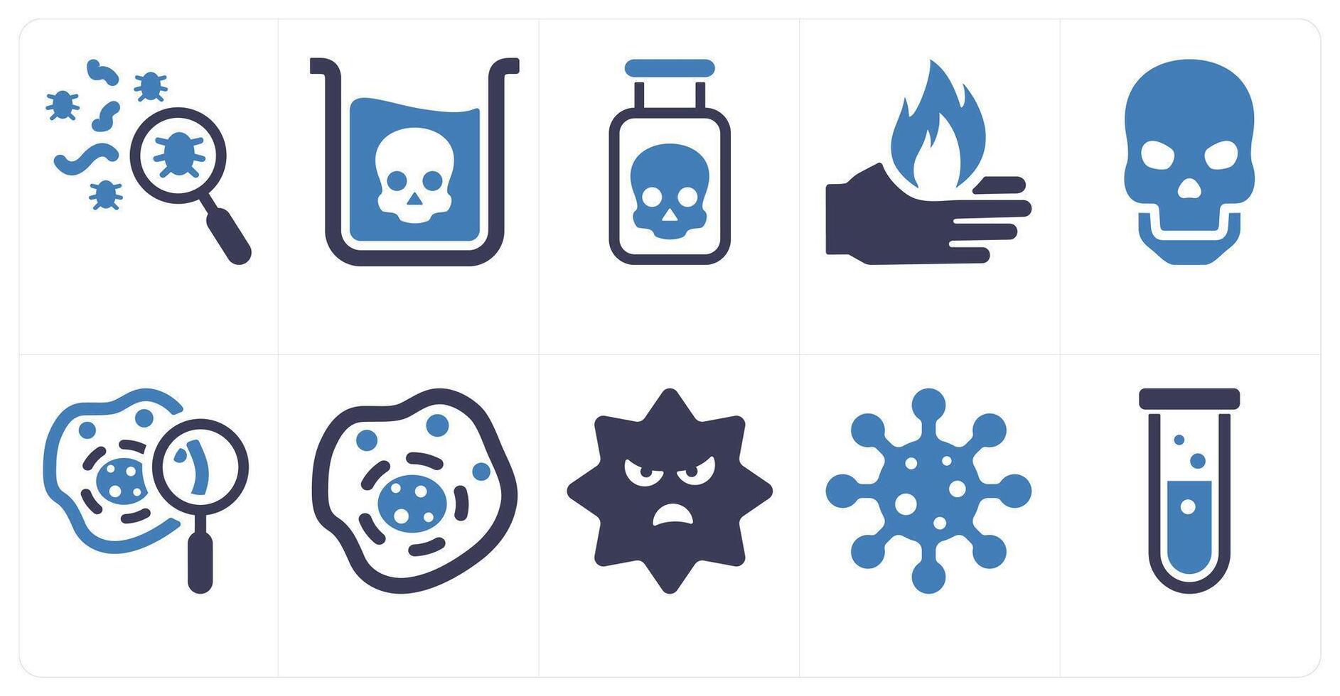 A set of 10 medical icons as search infection, danger, poison vector