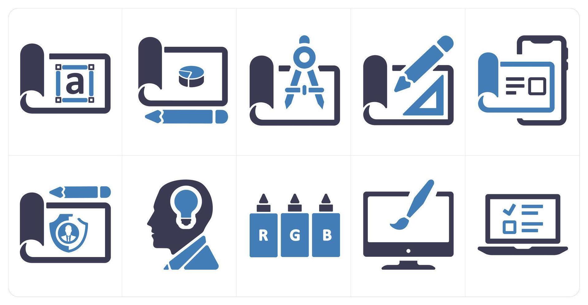 A set of 10 web marketing icons as style, design, draw vector