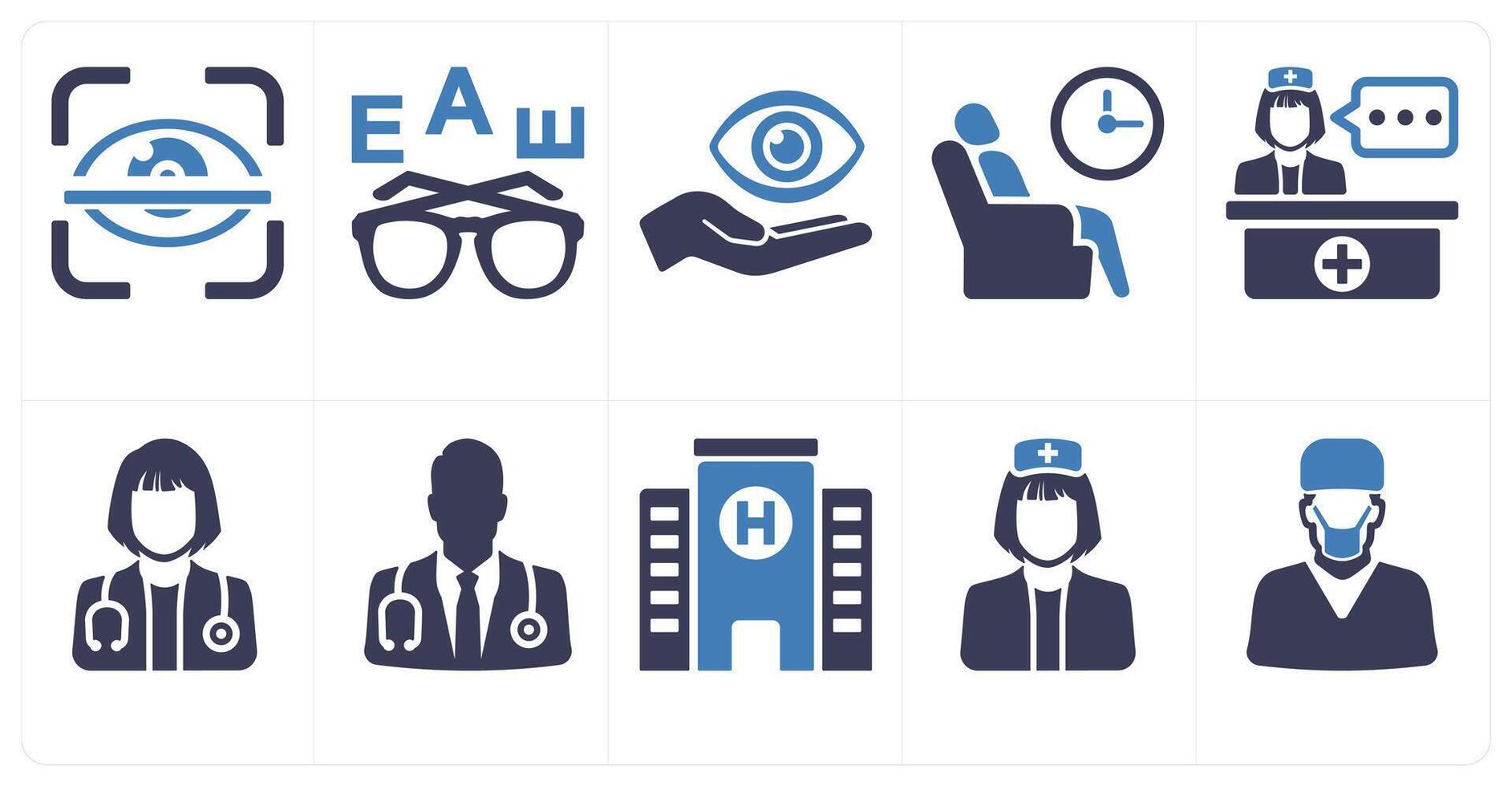 A set of 10 medical icons as eye scan, eye test, eye care vector