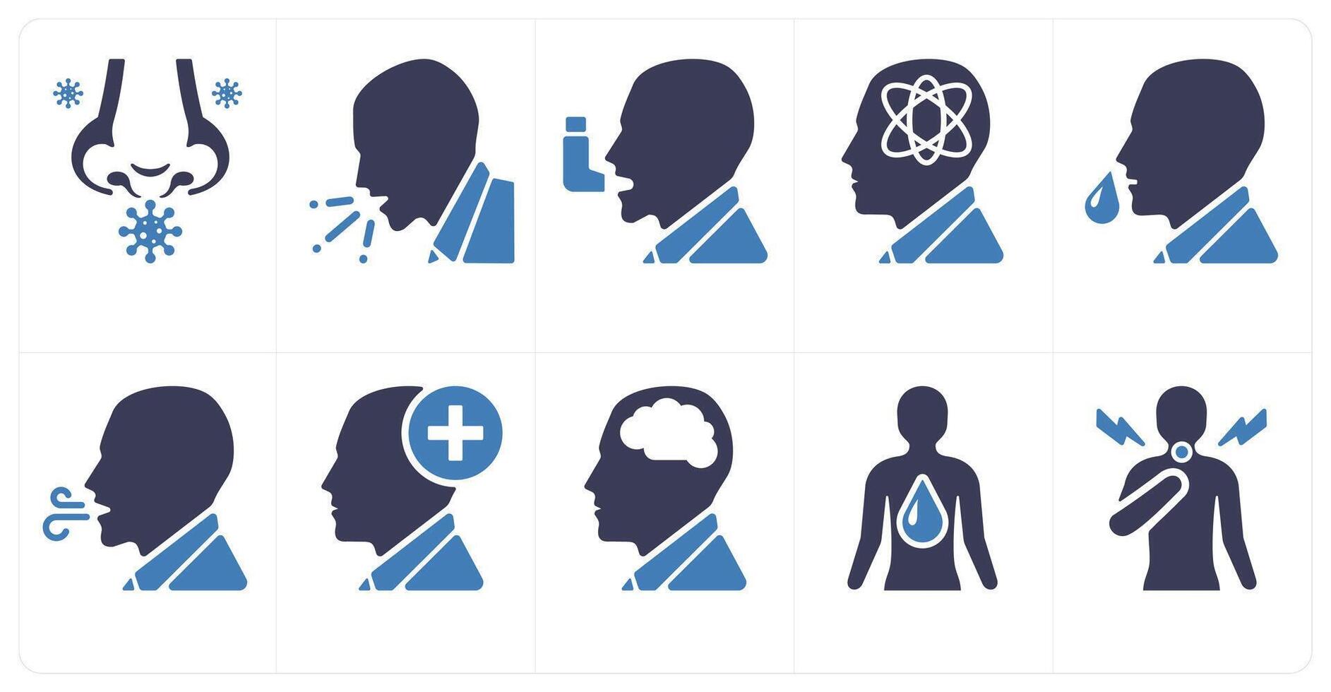 A set of 10 medical icons as allergy, cough, asthma vector