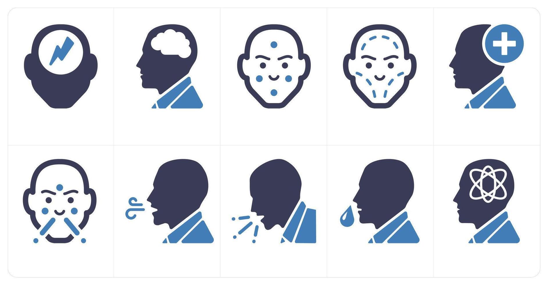A set of 10 medical icons as headache, neurology, dermatology vector