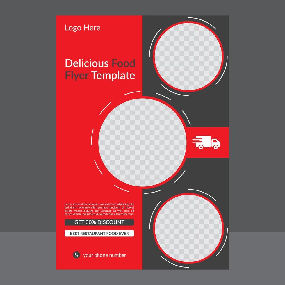Red Creative Food Restaurant Flyer Template Design vector
