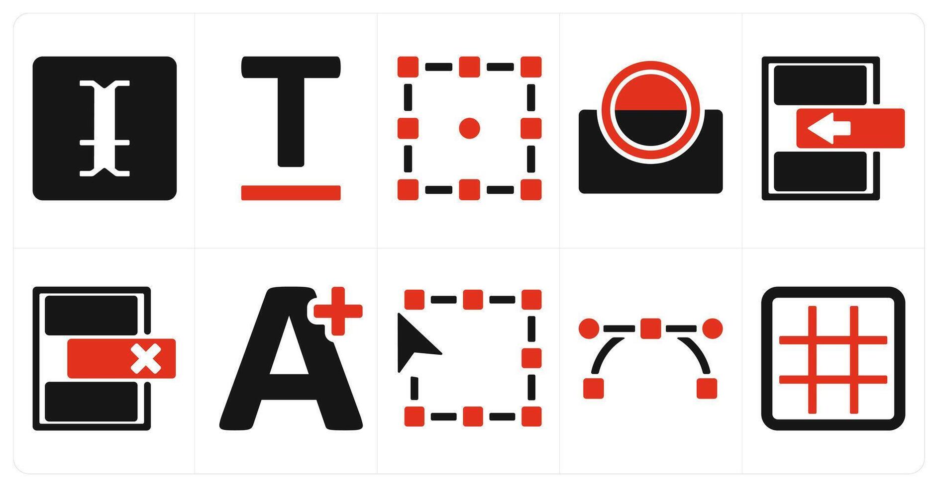 A set of 10 editing tools icons as paragraph, text, transform vector