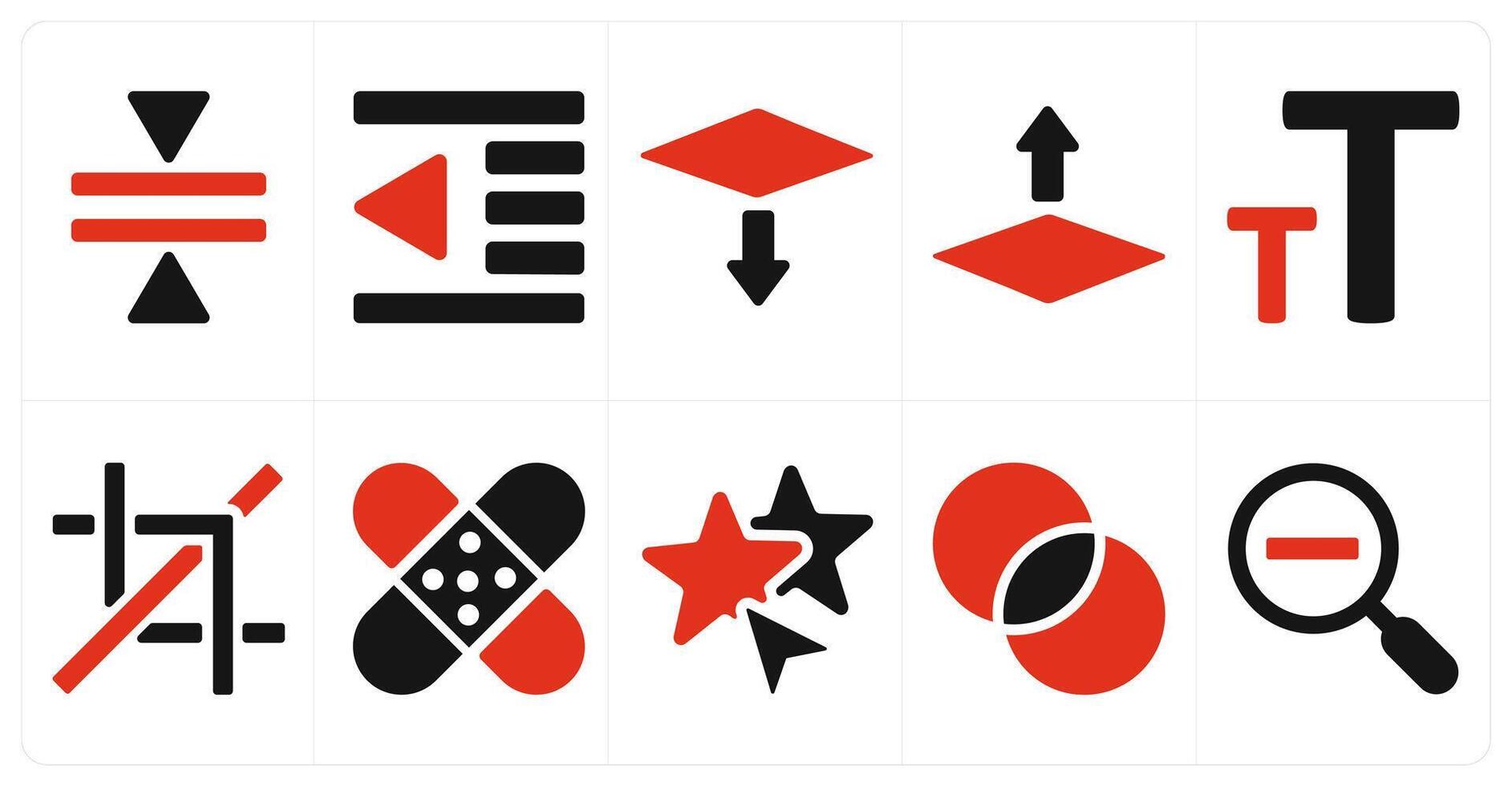 A set of 10 editing tools icons as compress, left indent, download vector
