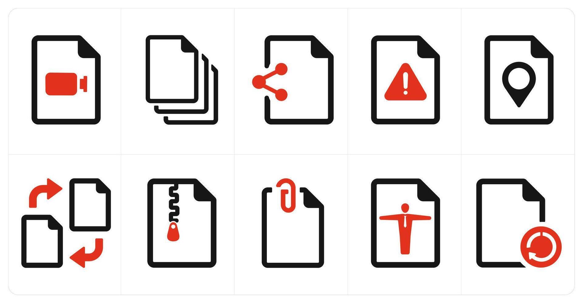 A set of 10 File icons as document, paper, horizontal document vector