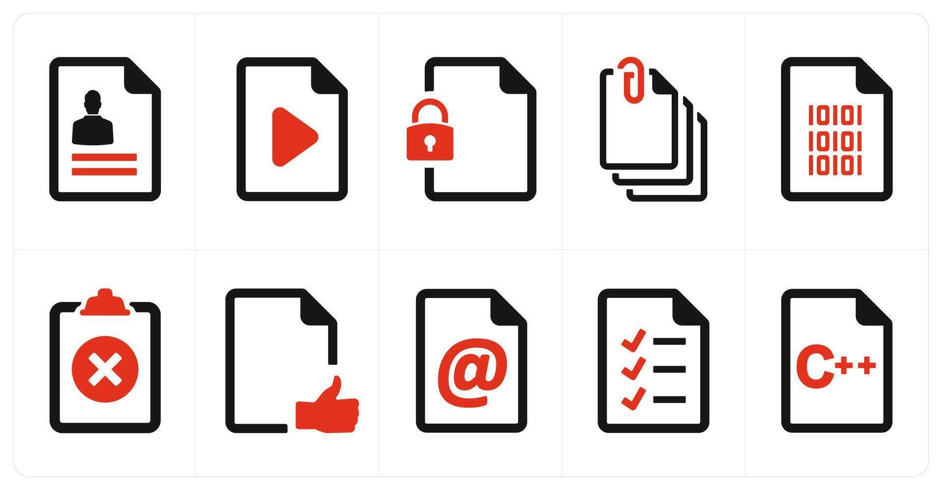 A set of 10 File icons as document, paper, horizontal document vector
