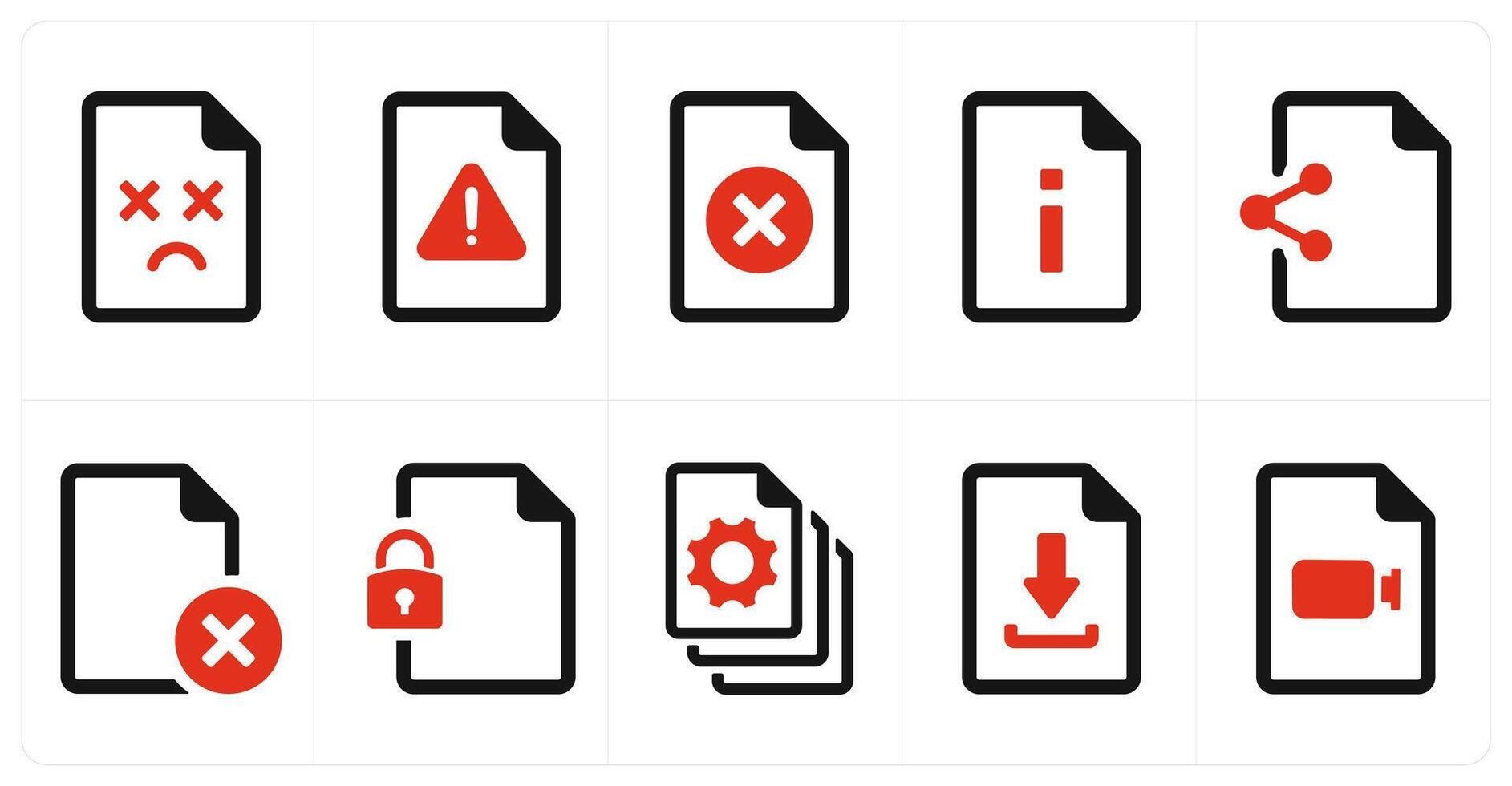 A set of 10 File icons as document, paper, horizontal document vector