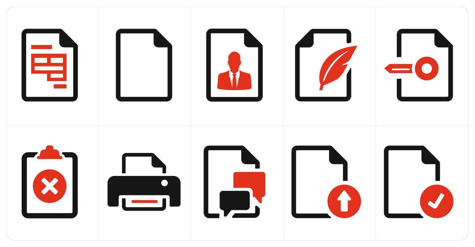 A set of 10 File icons as document, paper, horizontal document vector