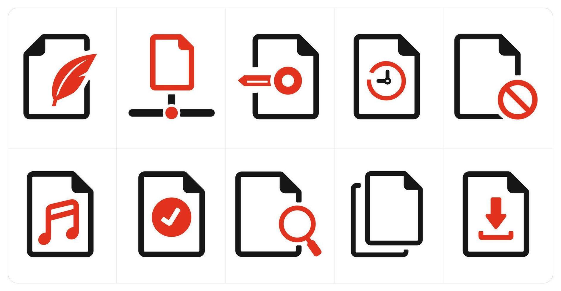 A set of 10 File icons as document, paper, horizontal document vector