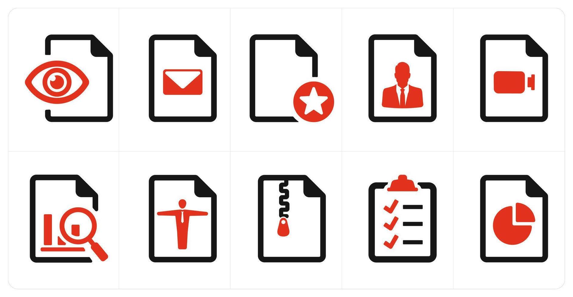 A set of 10 File icons as document, paper, horizontal document vector