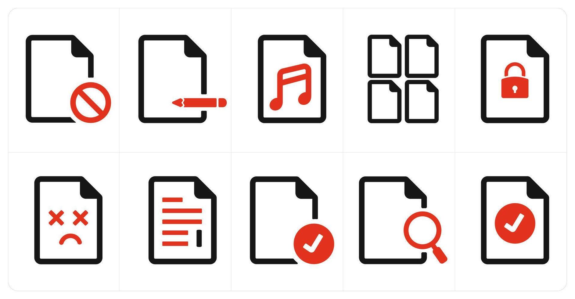 A set of 10 File icons as document, paper, horizontal document vector
