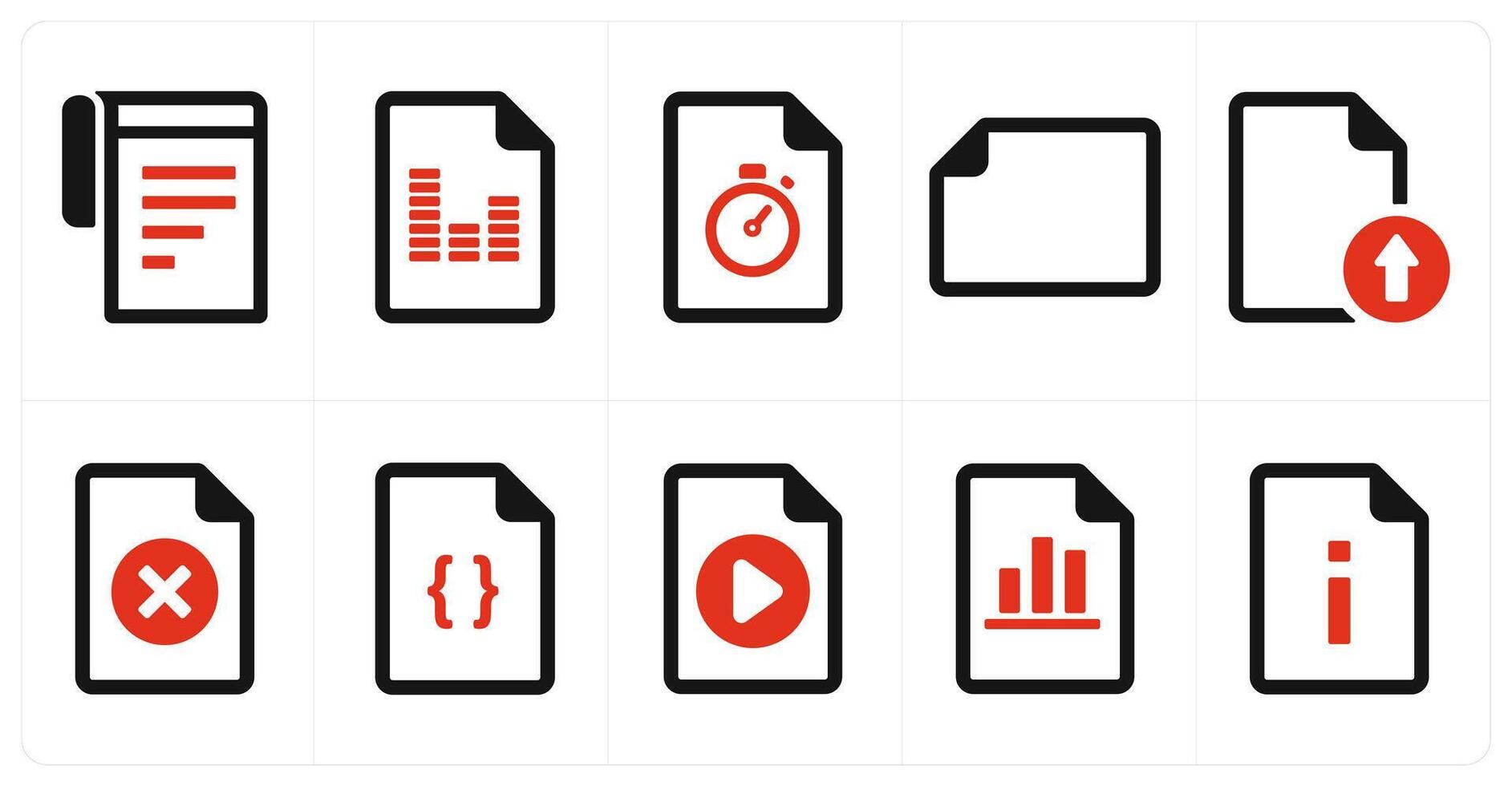 A set of 10 File icons as document, paper, horizontal document vector