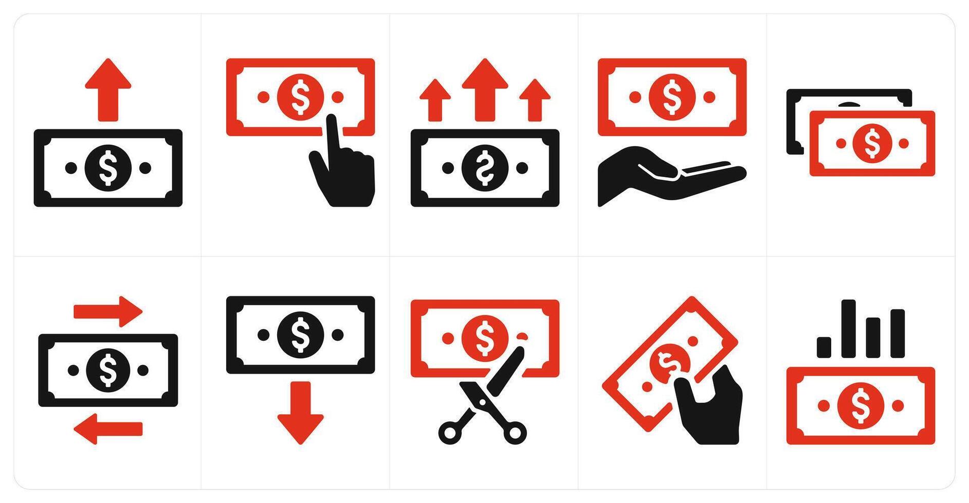 A set of 10 finance and money icons as send money, currency, earnings vector