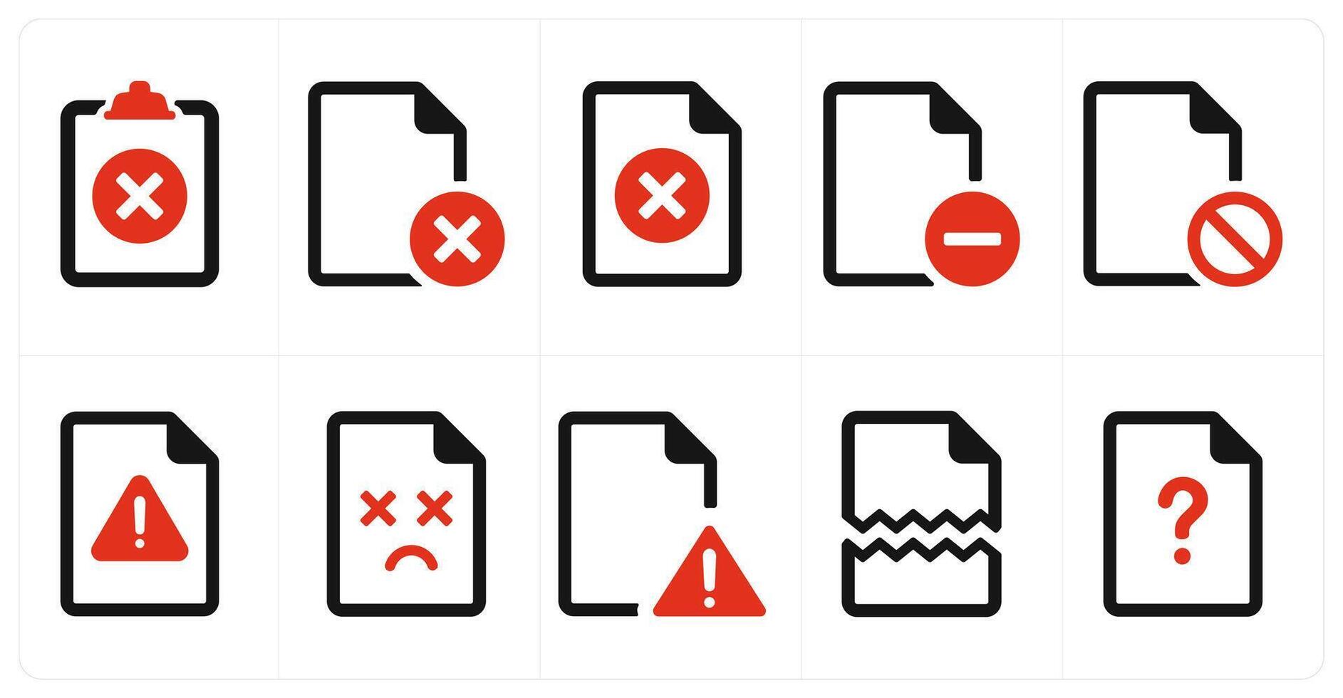 A set of 10 File icons as document, paper, horizontal document vector