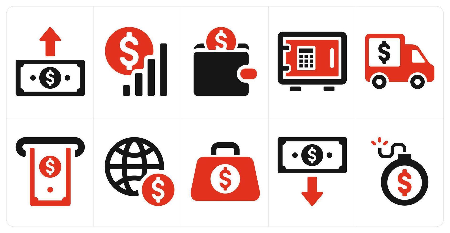 A set of 10 finance and money icons as send money, growth analysis, savings vector