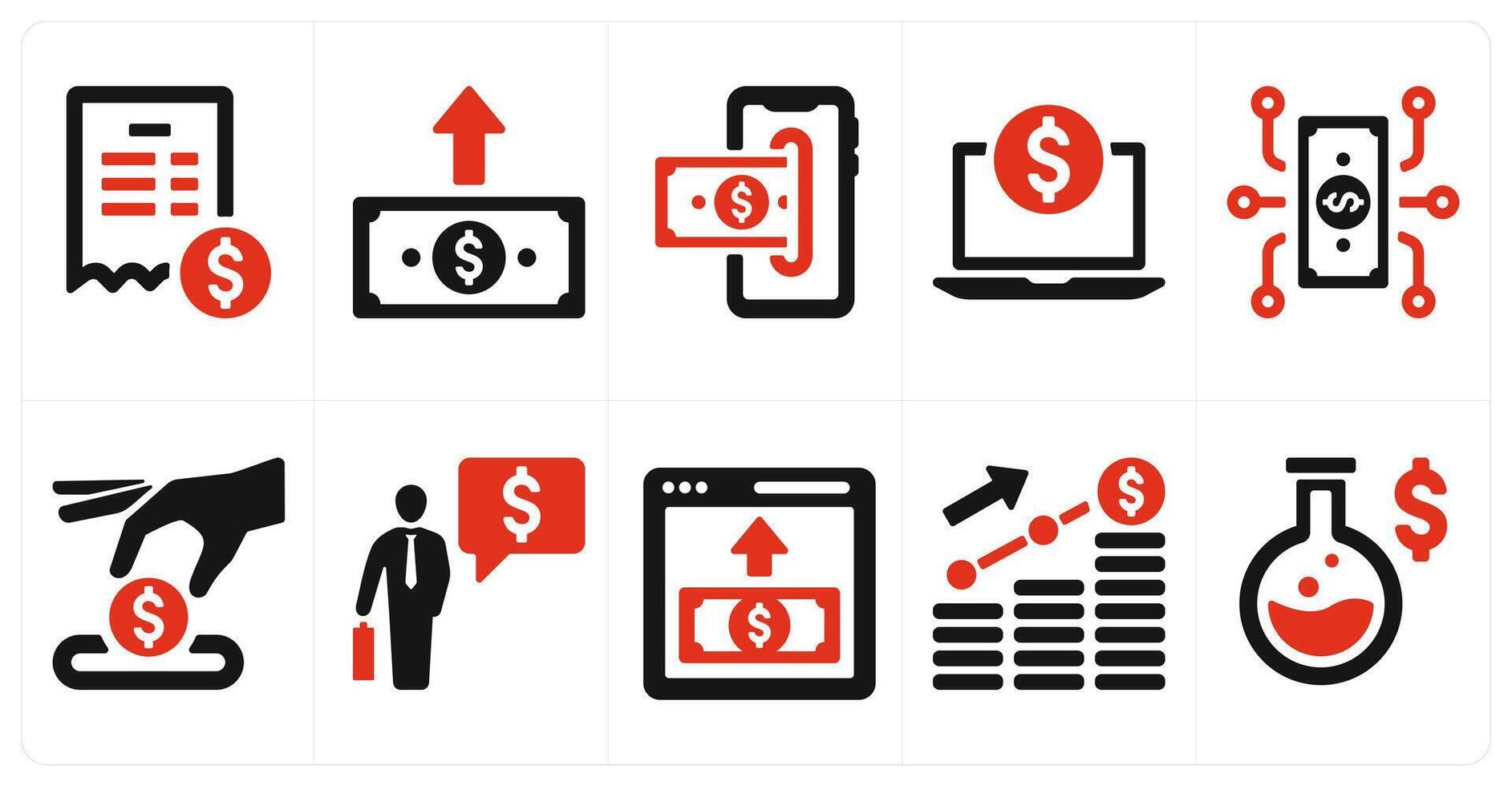 A set of 10 finance and money icons as bill, send money, insert money vector