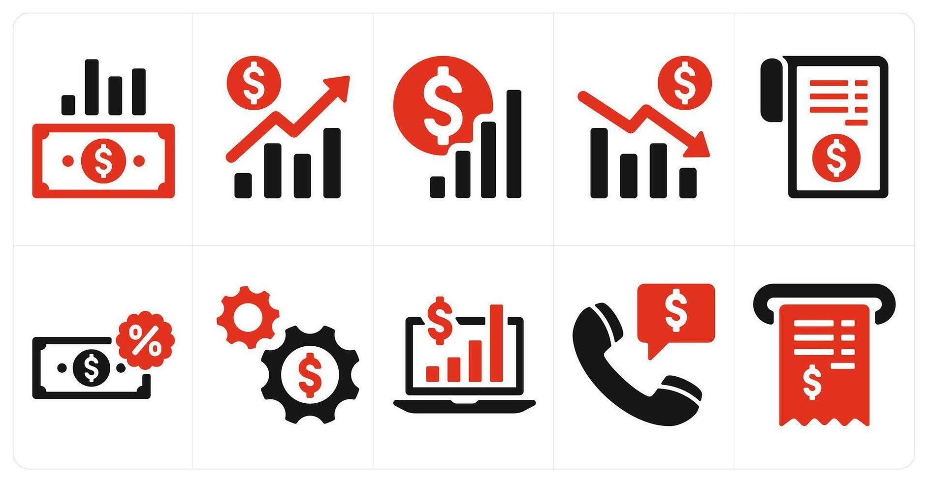 A set of 10 finance and money icons as sales, sales analytics, growth analysi vector