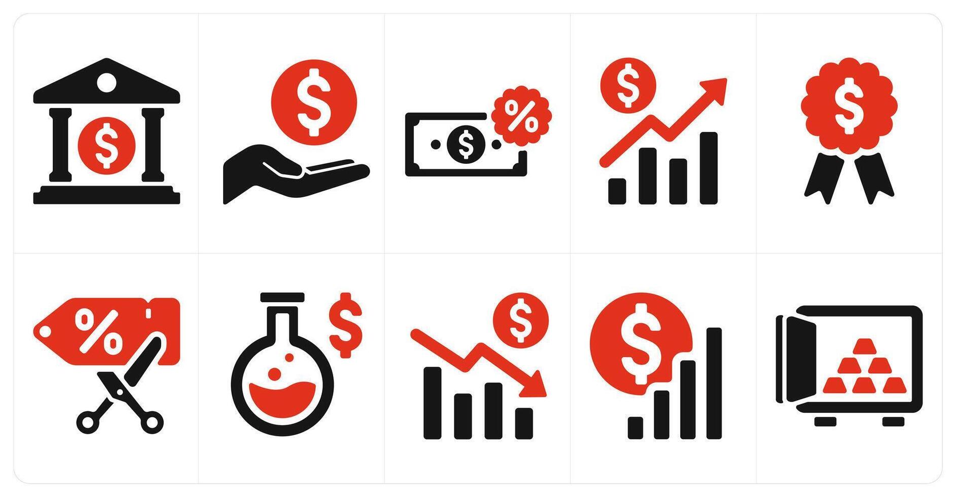 A set of 10 finance and money icons as finance bank, donation, cash discount vector