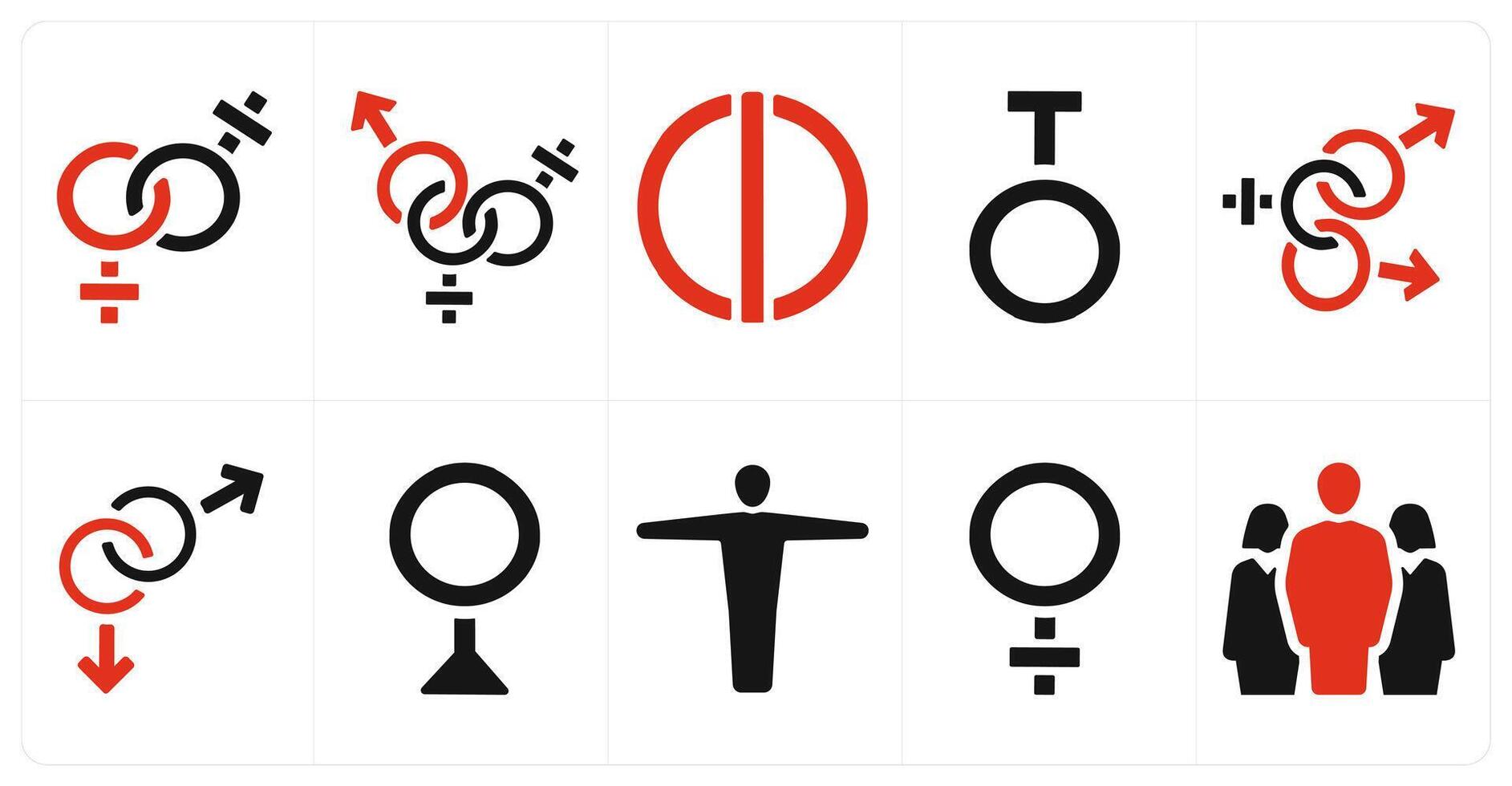 A set of 10 gender icons as Symbol, pride, bisexual vector