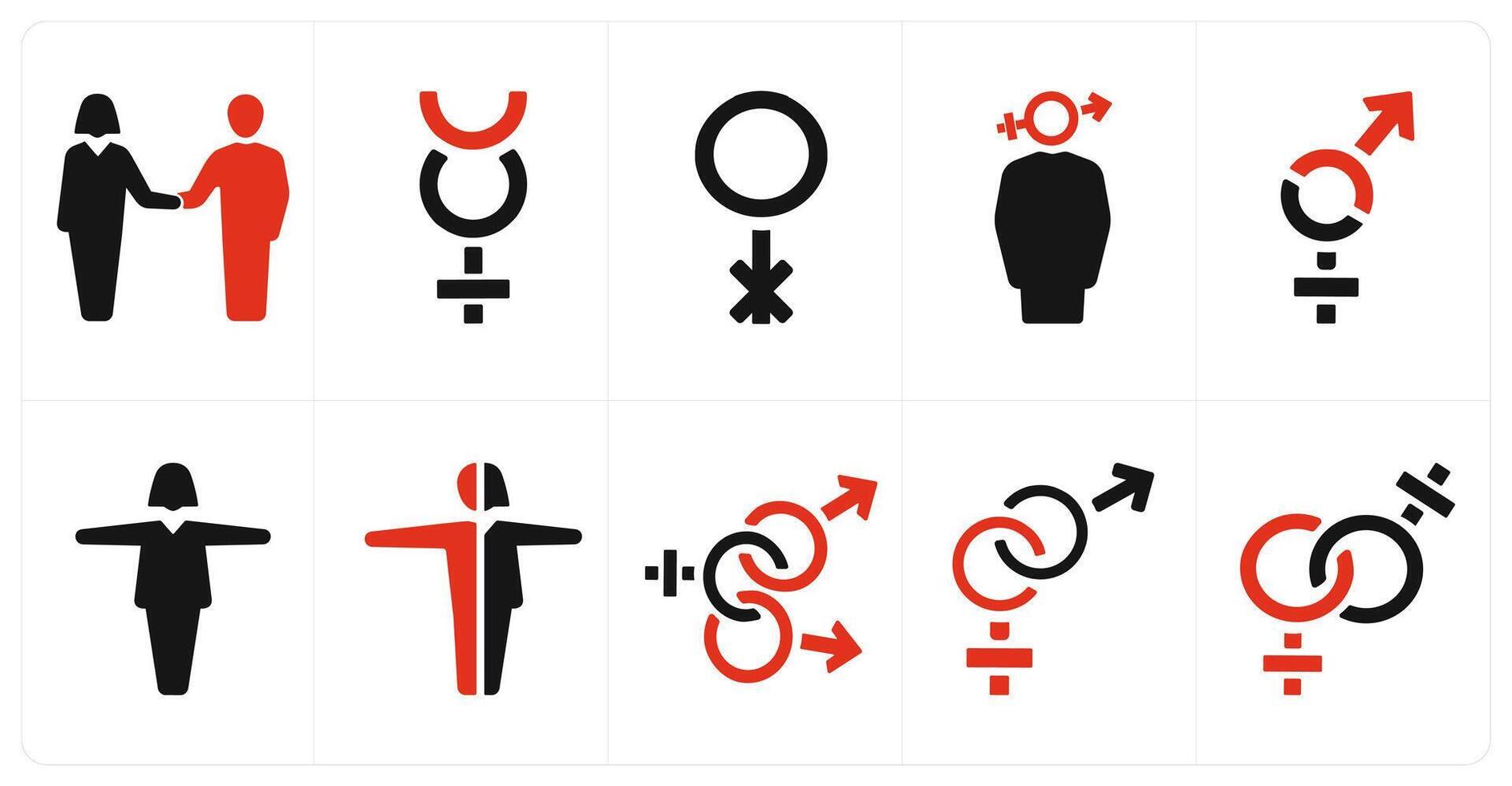 A set of 10 gender icons as Symbol, pride, bisexual vector