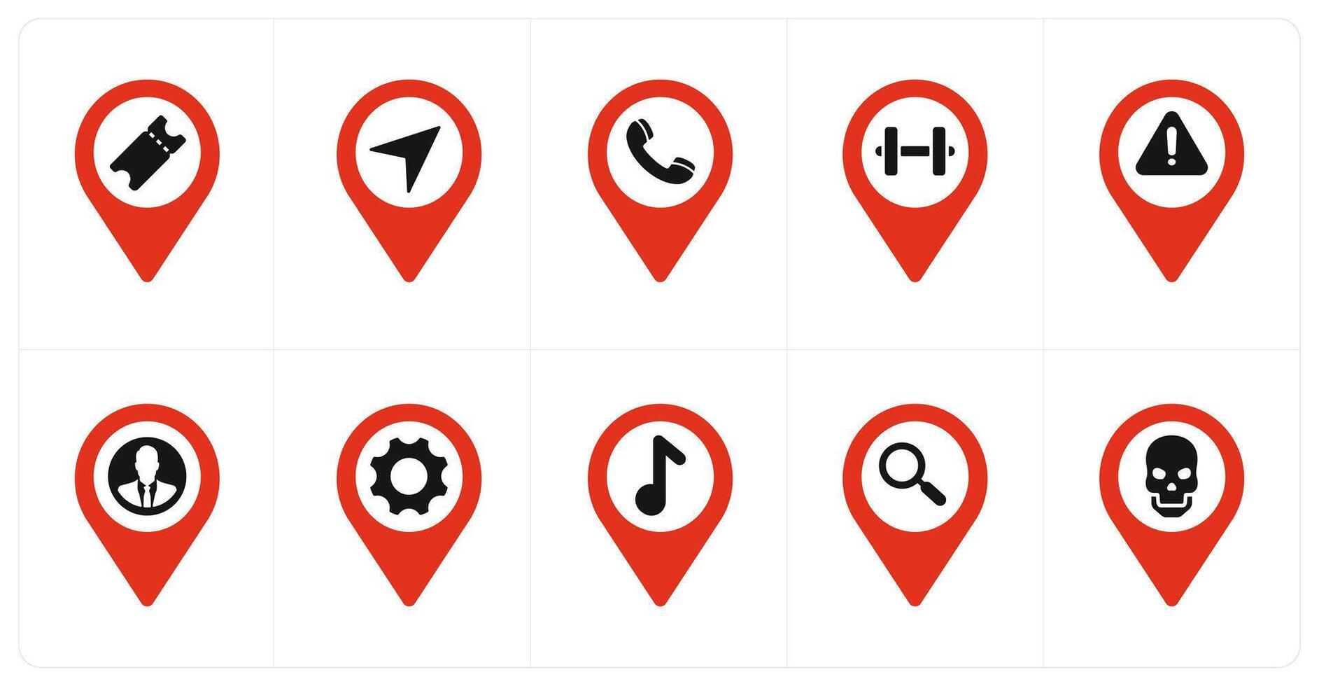 A set of 10 Location Pointer icons as tour, direction, call vector
