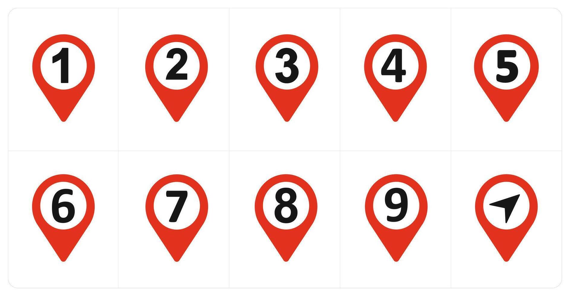 A set of 10 Location Pointer icons as one, two, three vector