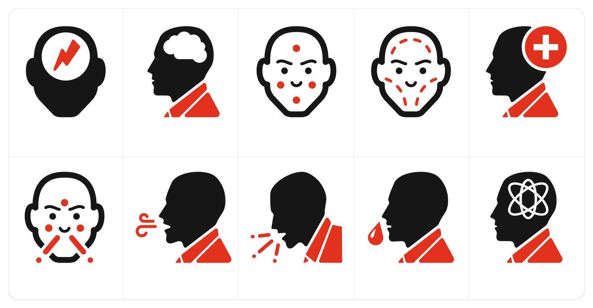 A set of 10 medical icons as headache, neurology, dermatology vector