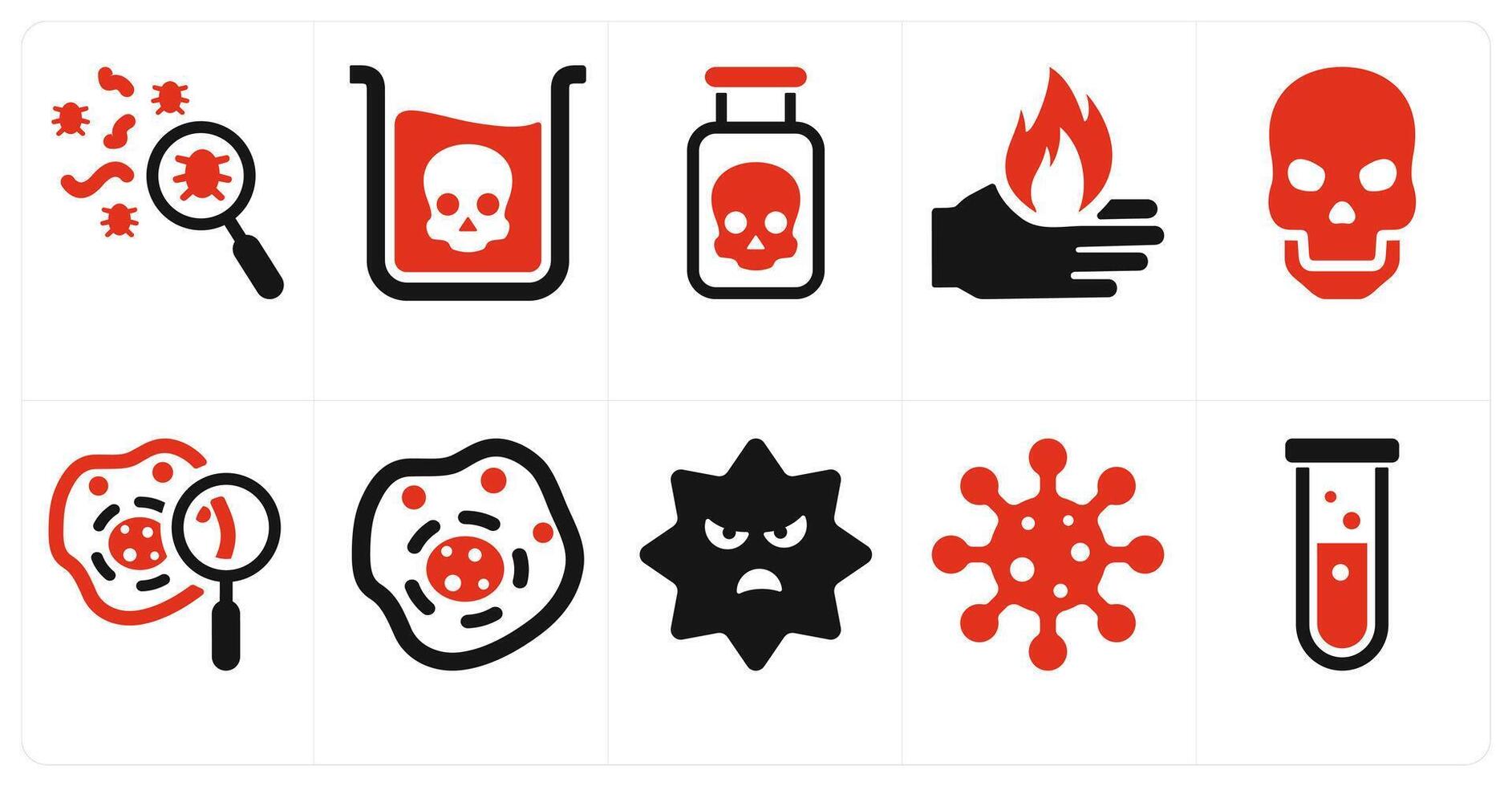 A set of 10 medical icons as search infection, danger, poison vector