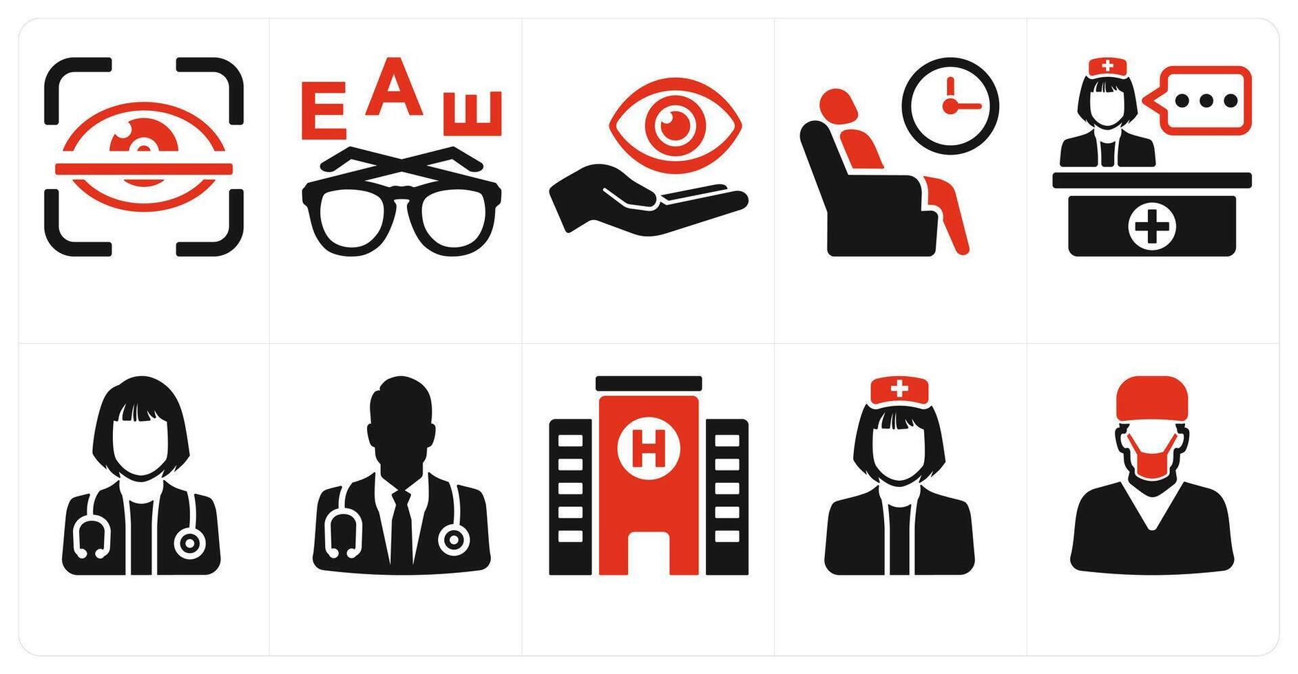 A set of 10 medical icons as eye scan, eye test, eye care vector
