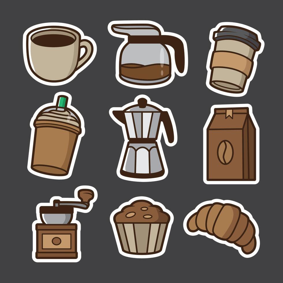 set of coffee good for sticker, pattern t shirt, pins design and graphic design vector