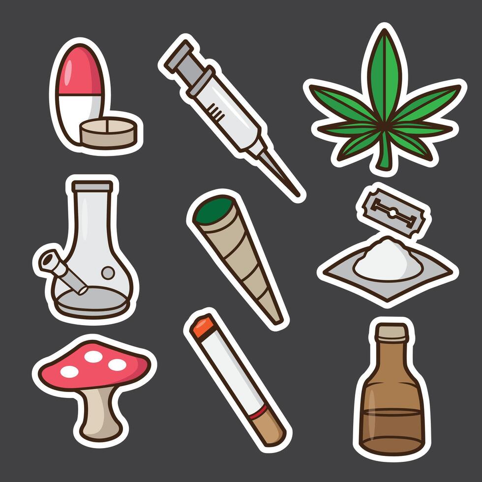 set of drugs icon good for sticker design, pattern t shirt, graphic design vector