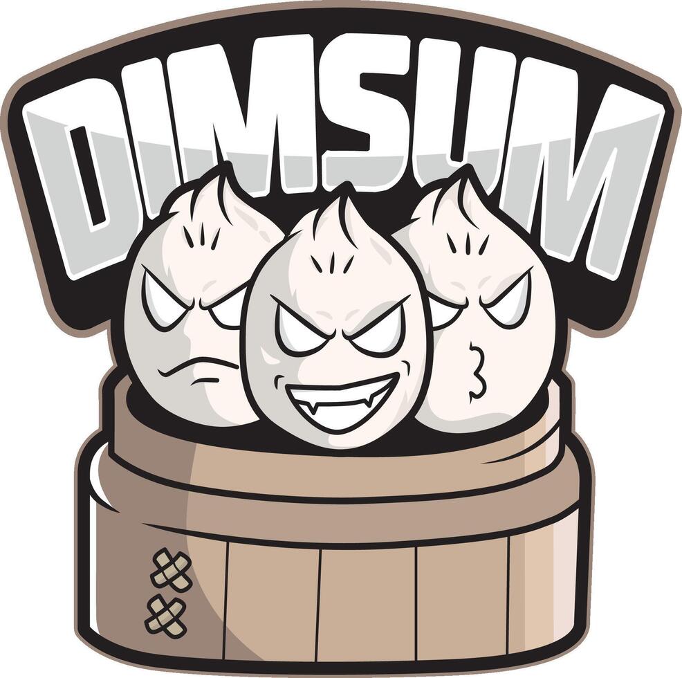 three head of dimsum vector