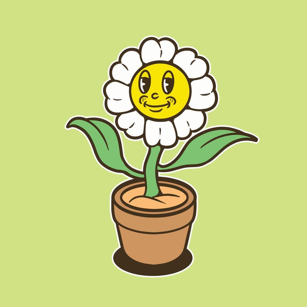mascot retro flower good for design good for sticker, mascot character, groovy character, etc vector