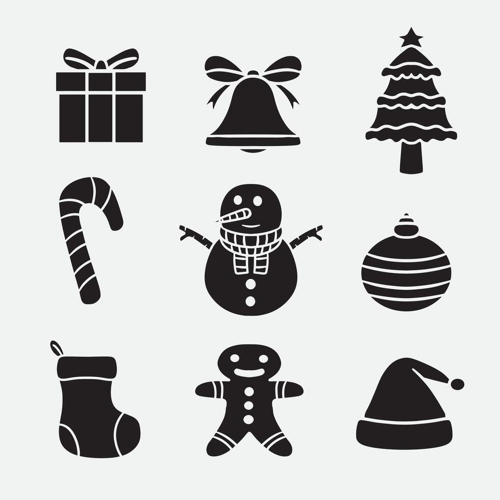 set of christmas decoration good for icons, doodle, logo, element design, silhouette design, etc vector