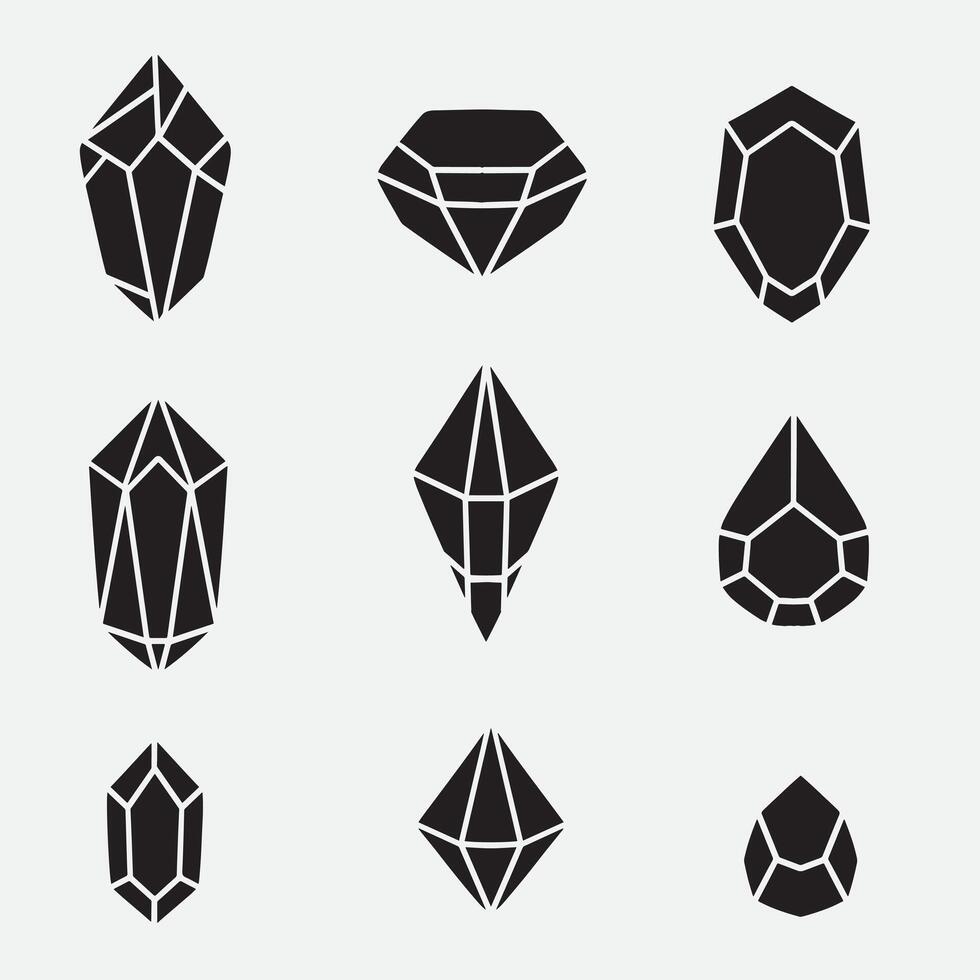set of crystal good for icons, symbols, logo, silhouette design, etc vector