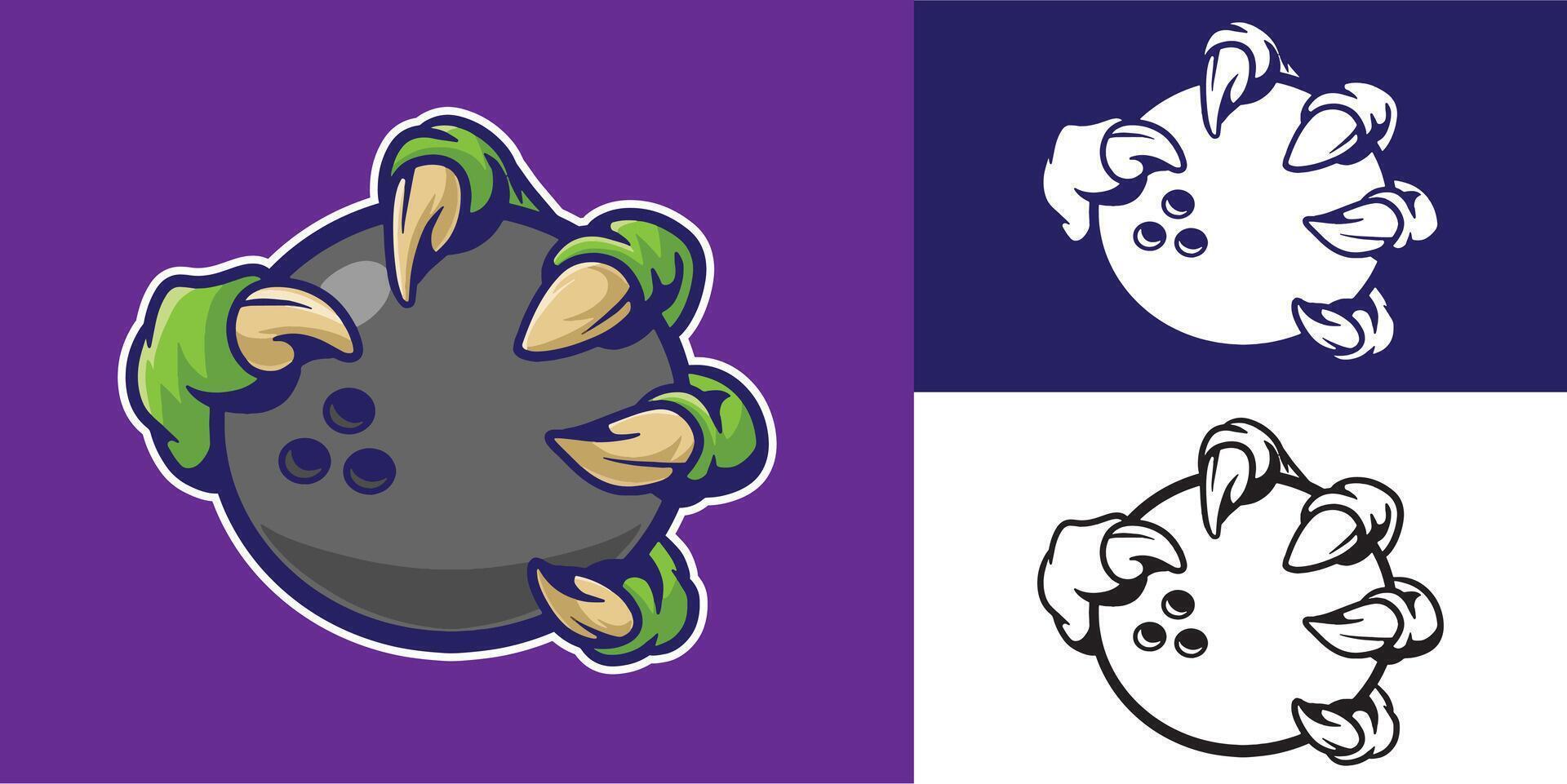 set of claw grab bowling good for sticker, logo, element design, brand design, etc vector