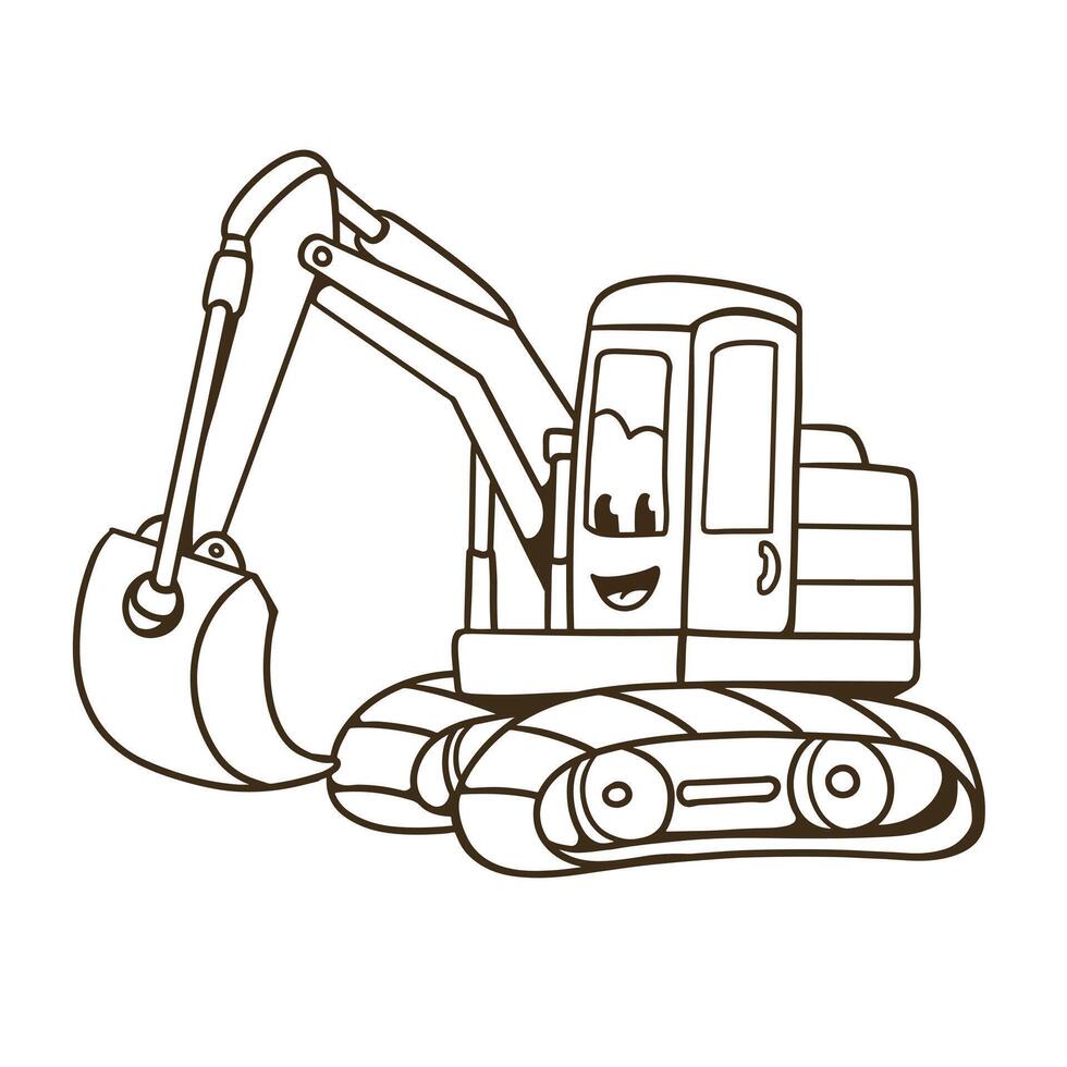 excavator cartoon good for coloring book, kids education, element design, etc vector