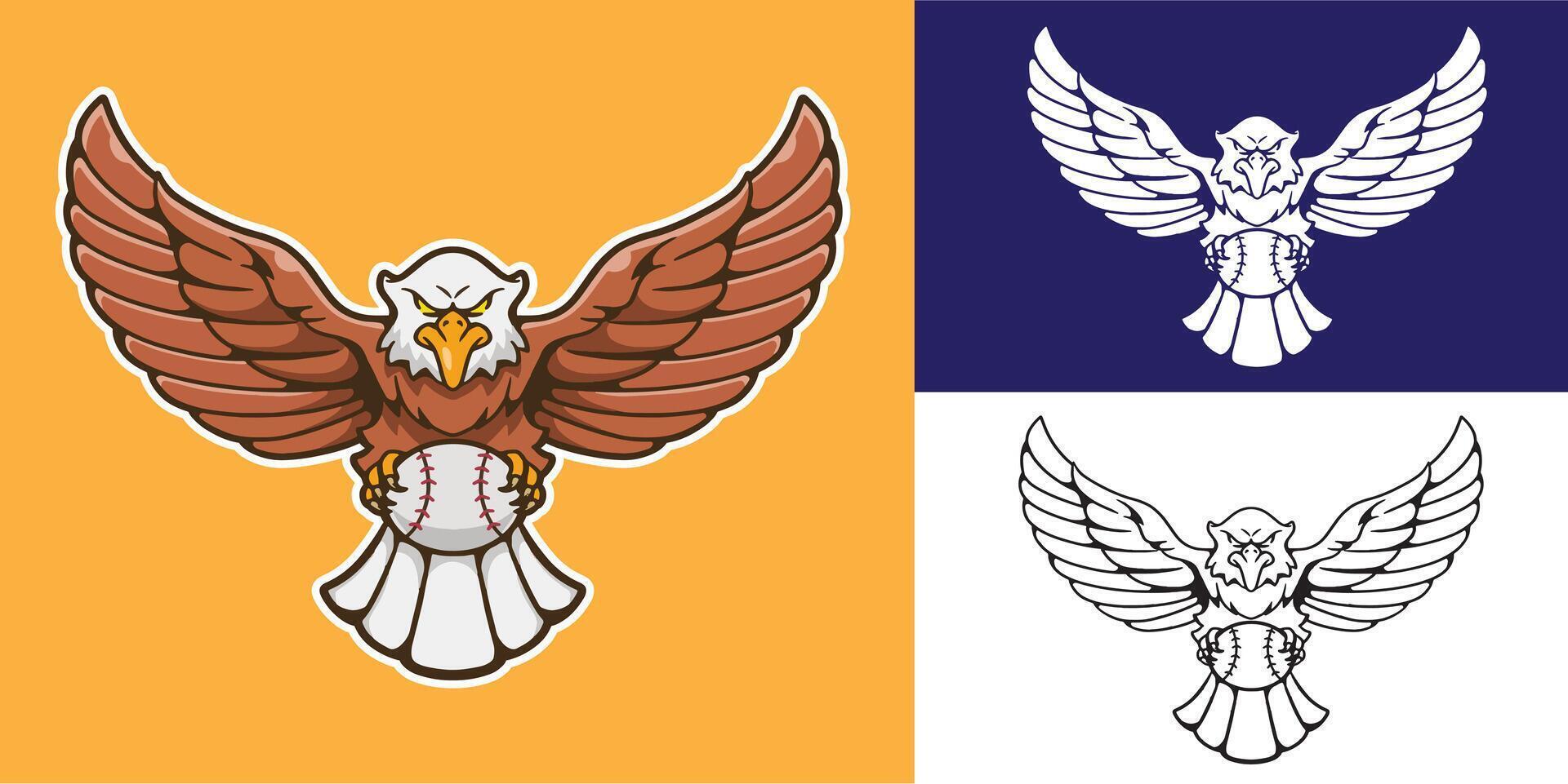 mascot logo eagle with baseball good for sticker, club logo, team, community, etc vector