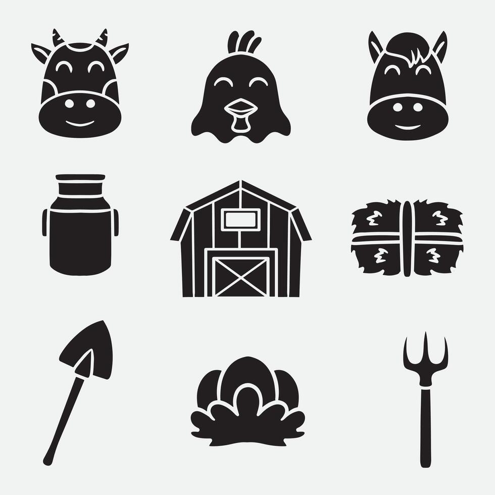 set of farm good for icons, symbols, logo, silhouette design, etc vector