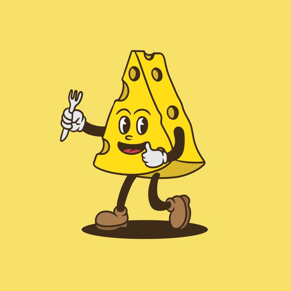 cheese mascot character good for food branding, food mascot, groovy character vector