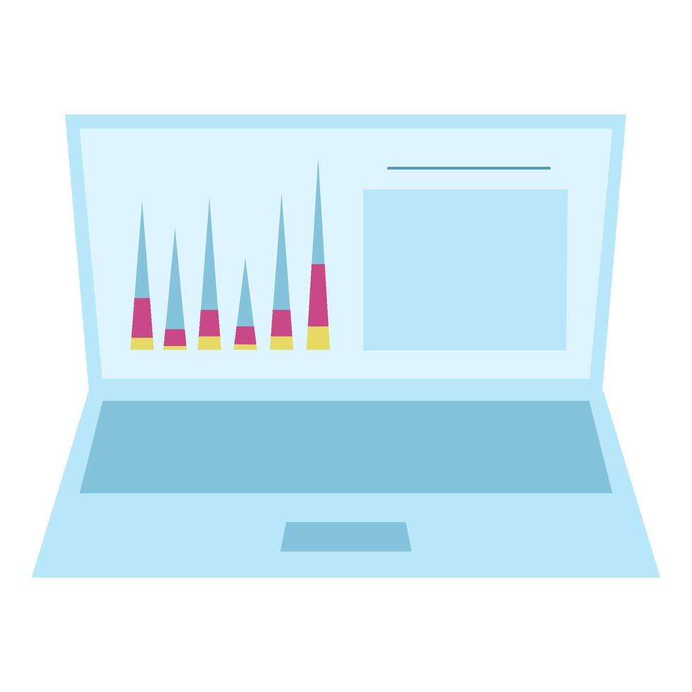a laptop with a bar chart on the screen vector