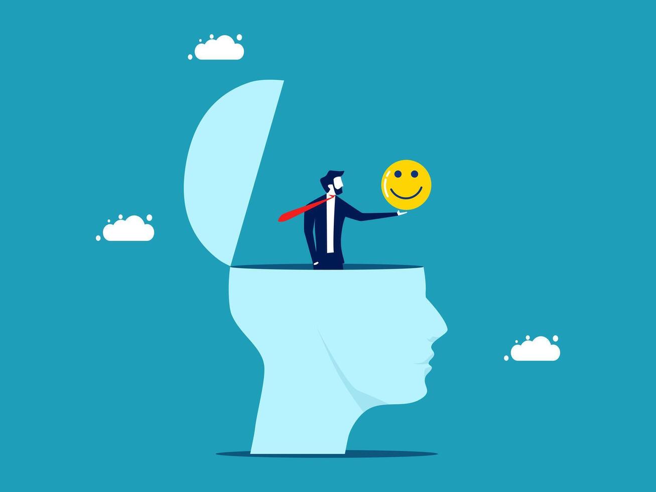 man with smiley face in the head vector