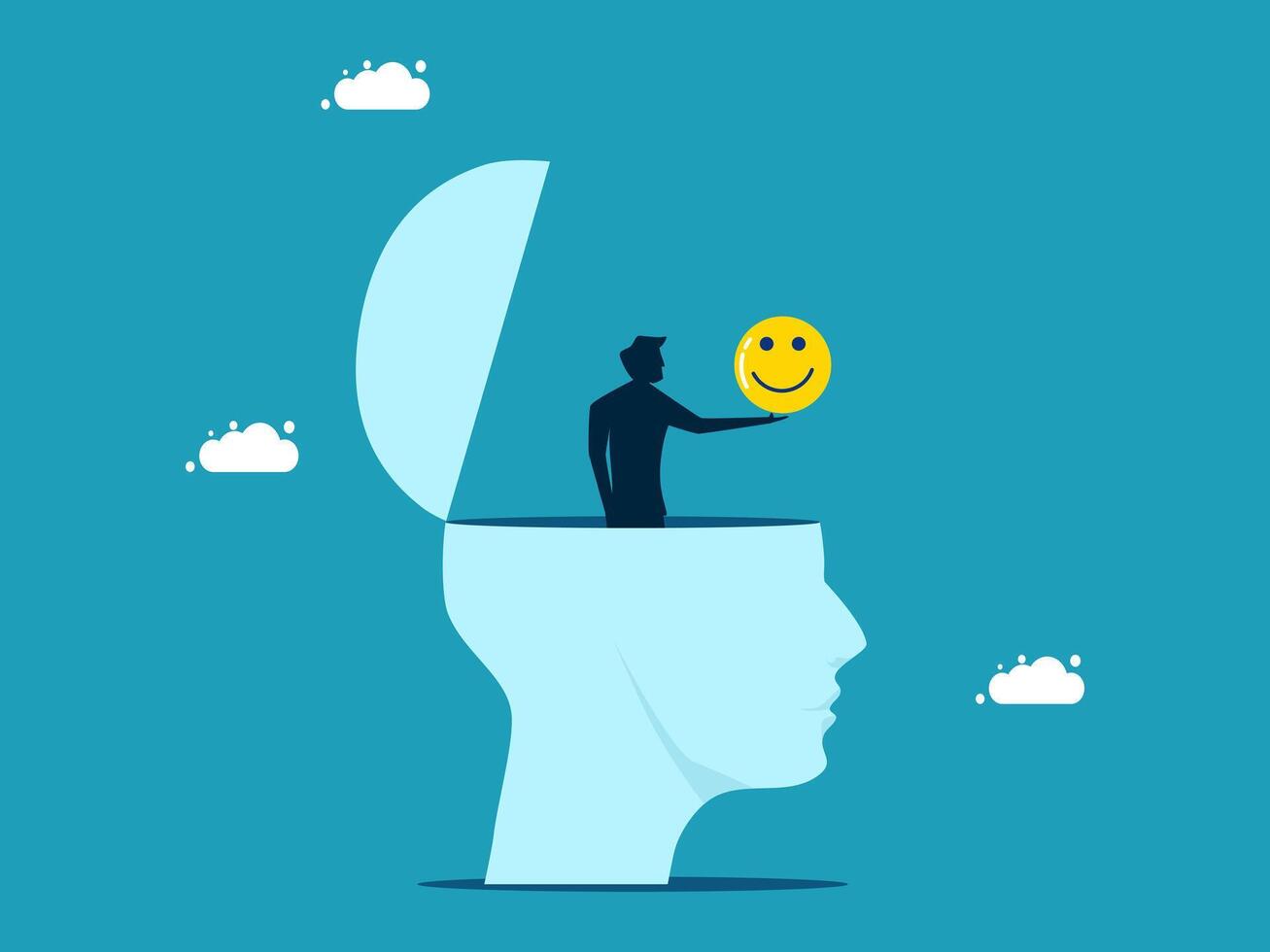 businessman with smiley face in the head vector