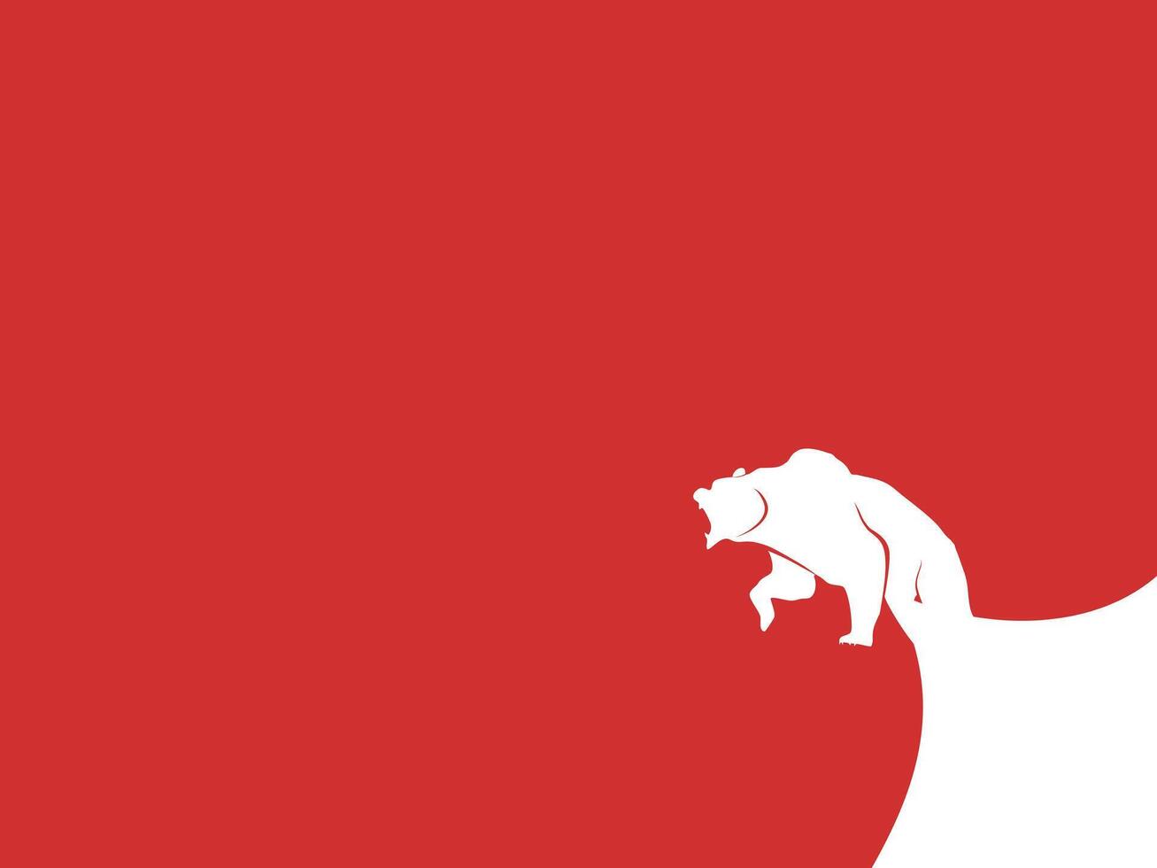a white bear on a red background vector