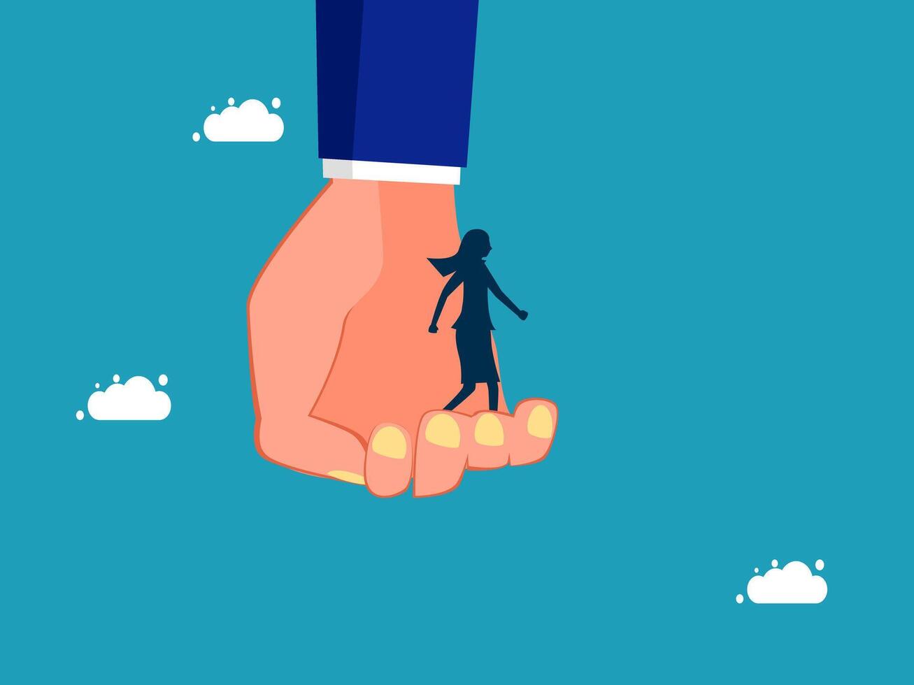 a hand holding a small person on a hand vector