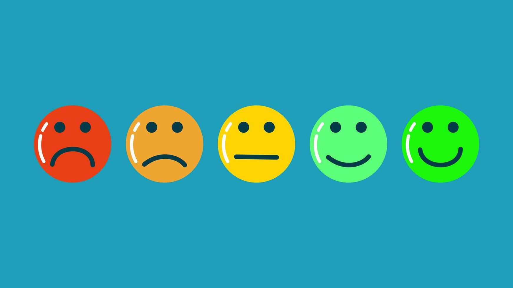 five colorful emoticions on a blue background vector