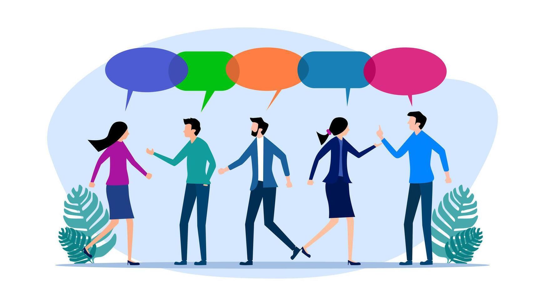 people talking with speech bubbles vector