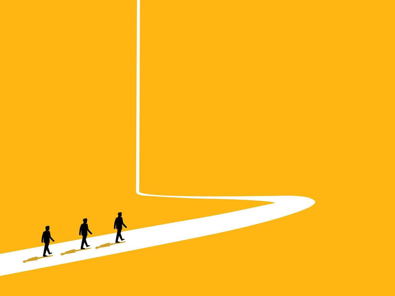 Businessman team walks the path to success together vector