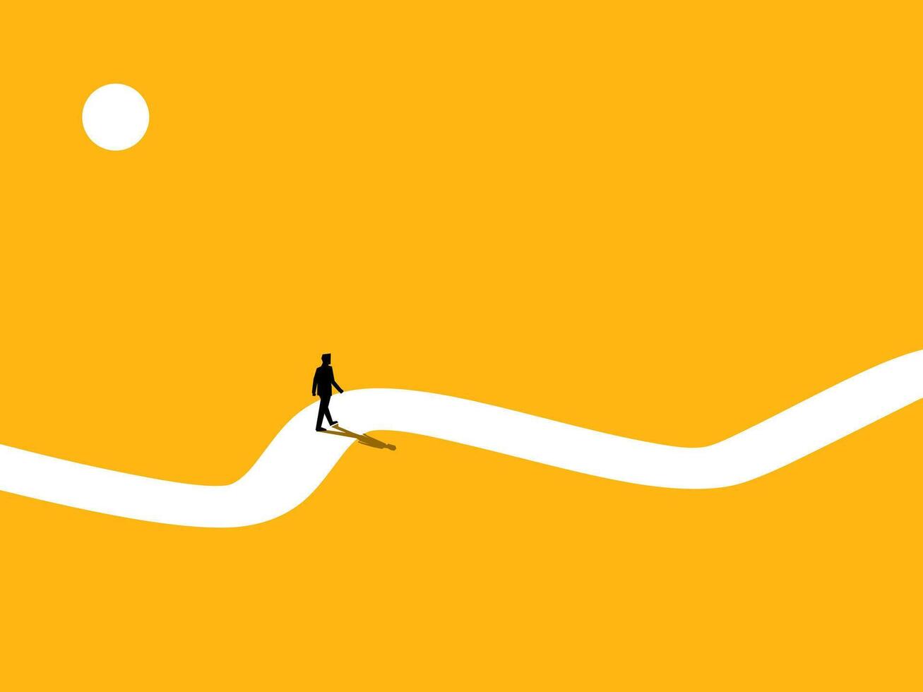Businessman walks the long path to success vector